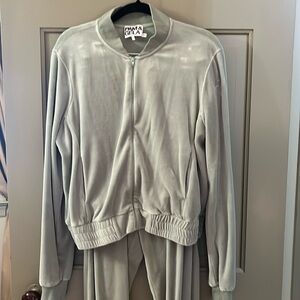 Pam & Gela sage green velour jogging suit. Draw string & pockets.